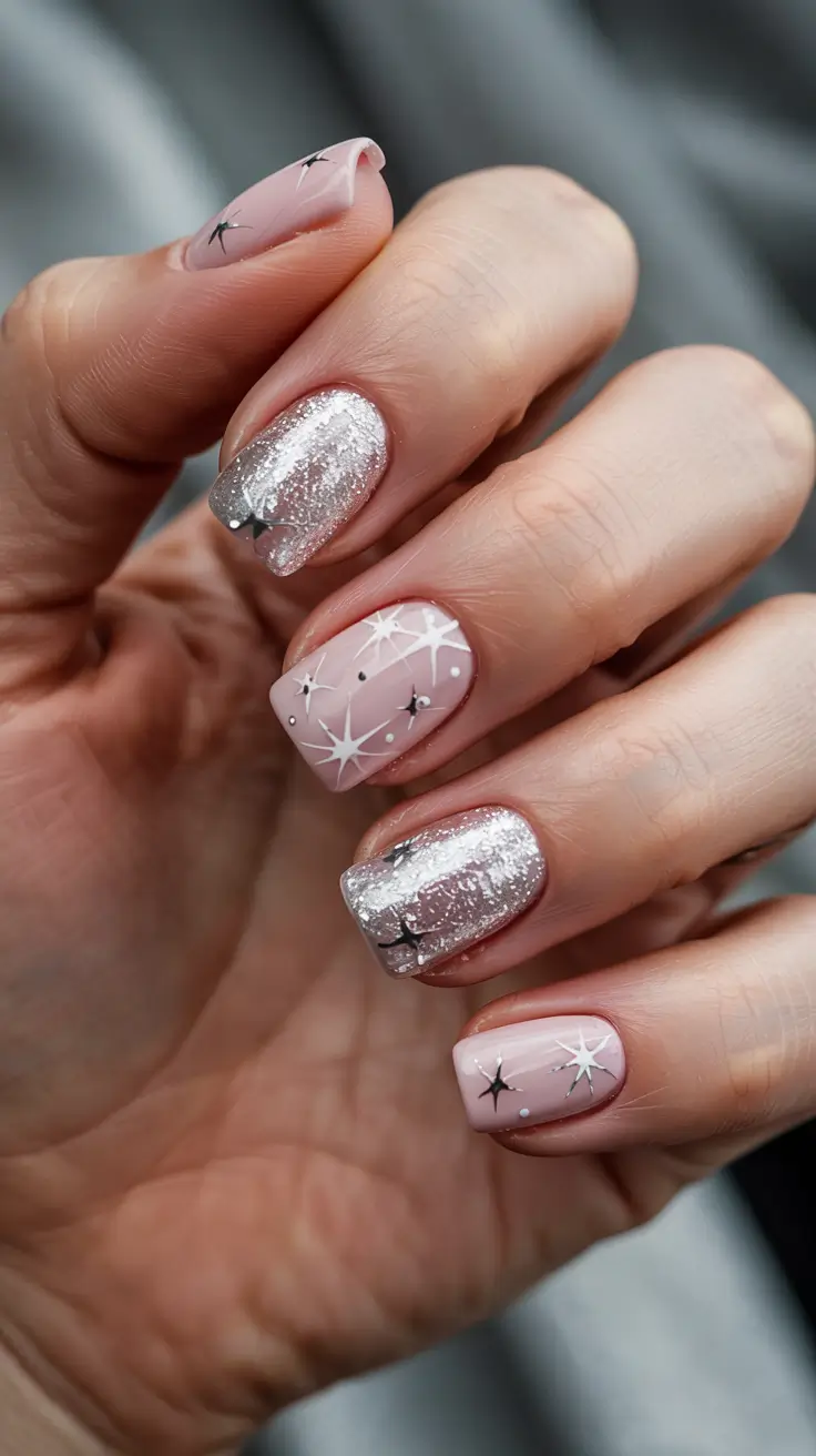 short nails 2026 Starry Winter Spark Dust