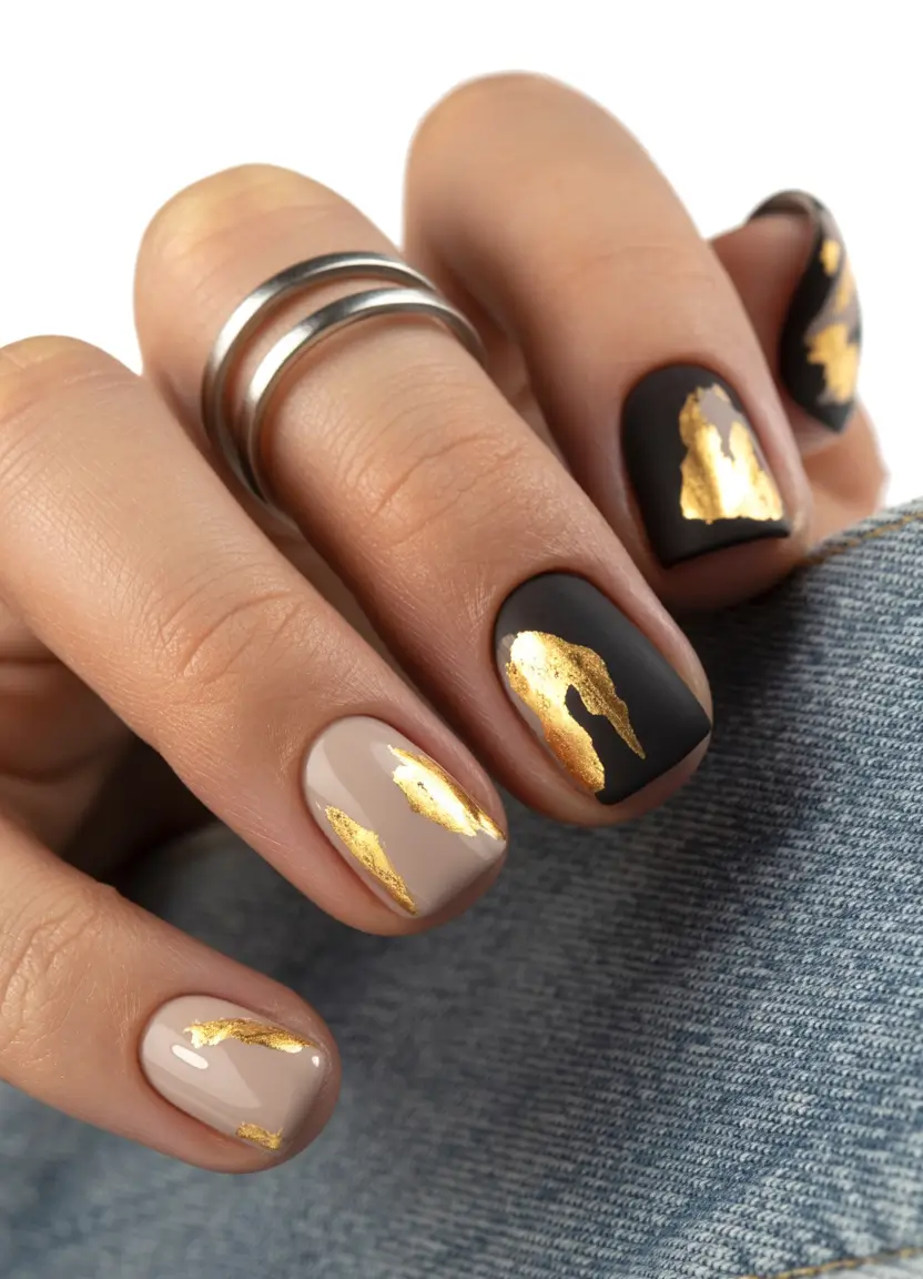 simple nails 2026 Modern Gold Accent Minimalism