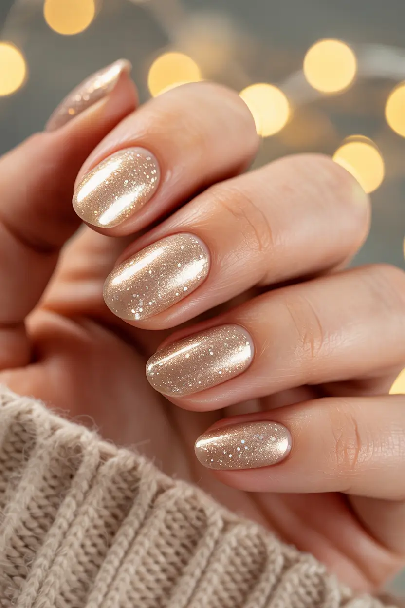 simple nails 2026 Champagne Glow Classic Neutral