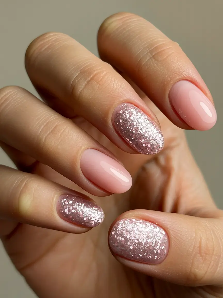 simple nails 2026 Pink Sparkle Modern Short Classic