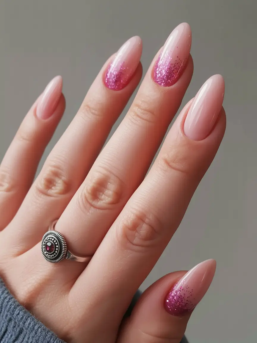 stiletto-nails-designs-Frosted-Berry-Dip-Stiletto-Nails