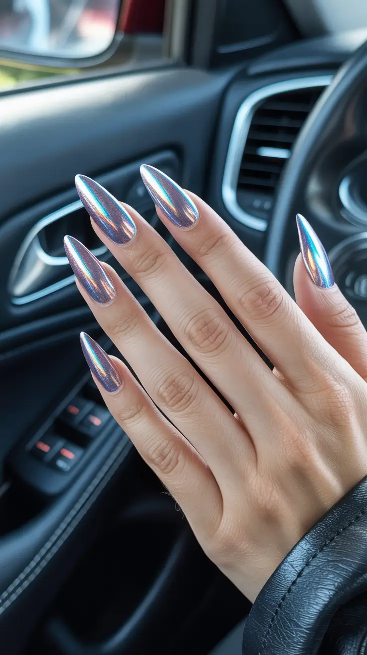 stiletto-nails-designs-Hologram-Mirage-Stiletto-Nails