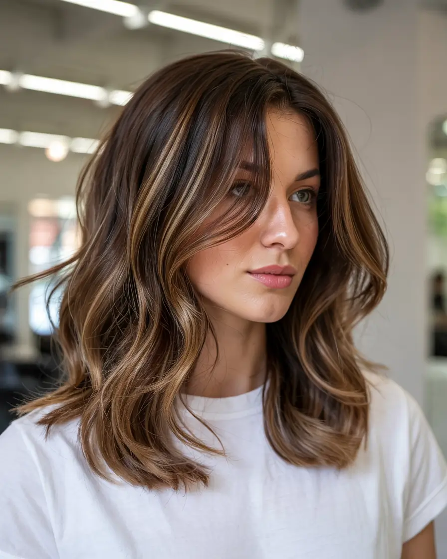 trendy haircuts 2026 Bronzed Mid-Length Volume
