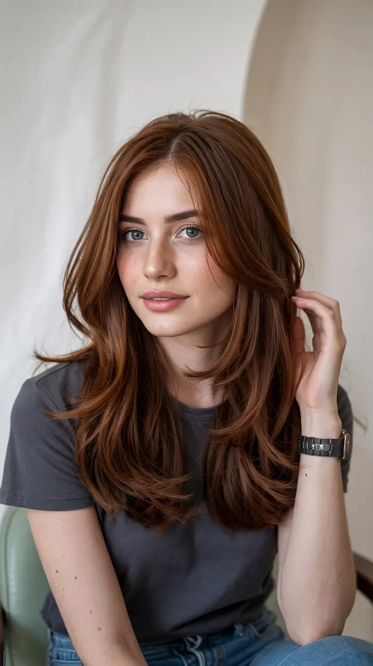 trendy haircuts 2026 Cinnamon Layer Flow