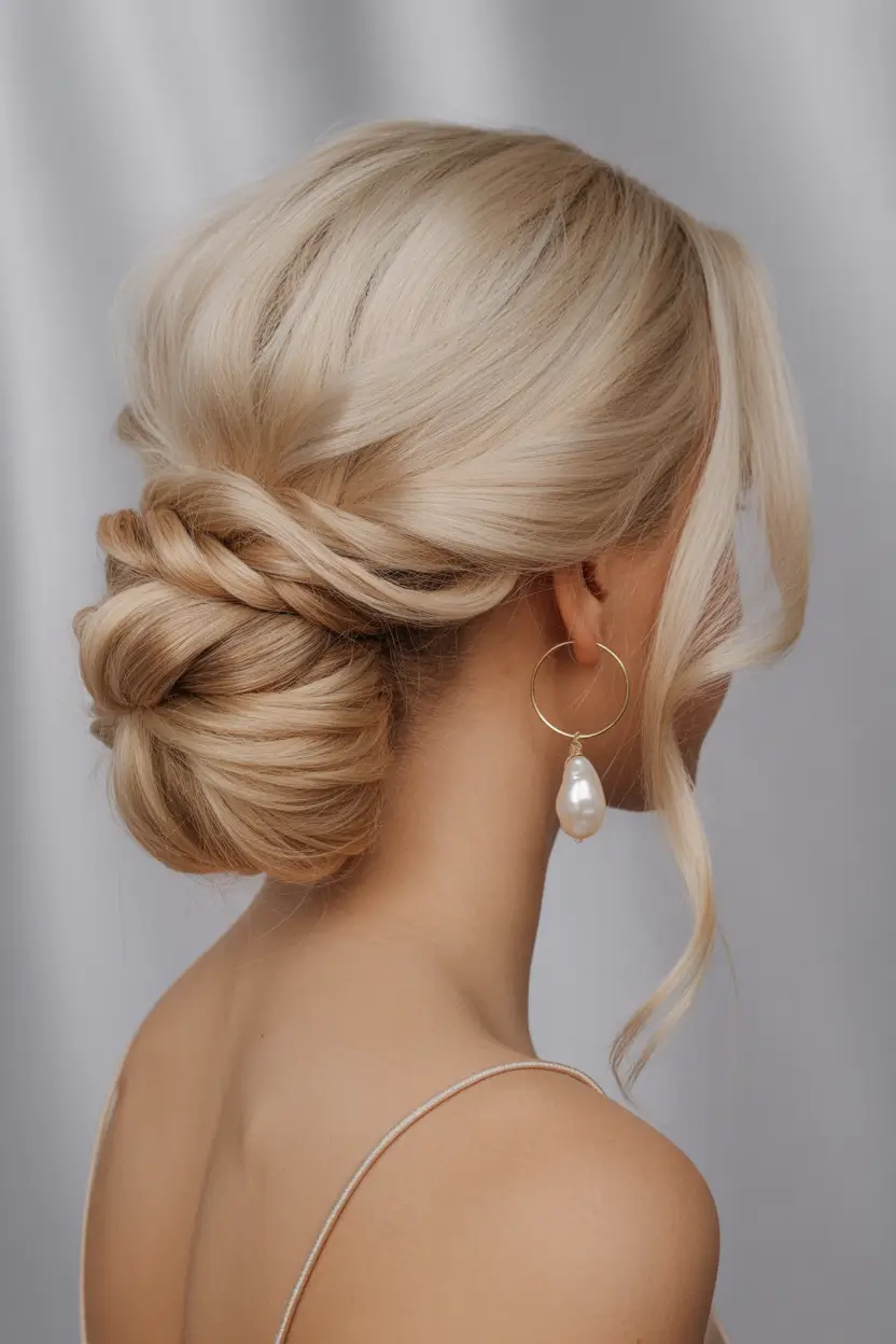 wedding hairstyles 2026 Twisted Low Bun With Silky Dimension