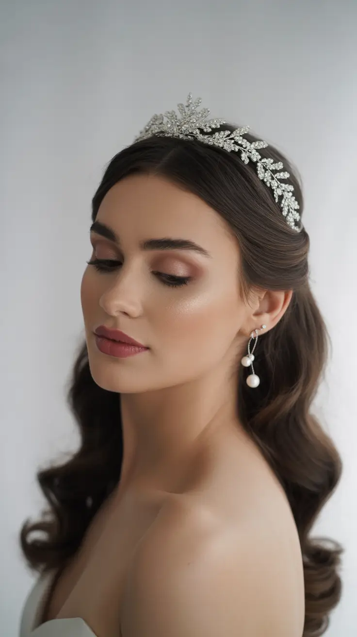 wedding hairstyles 2026 Crystal Tiara Waves With Softened Volume