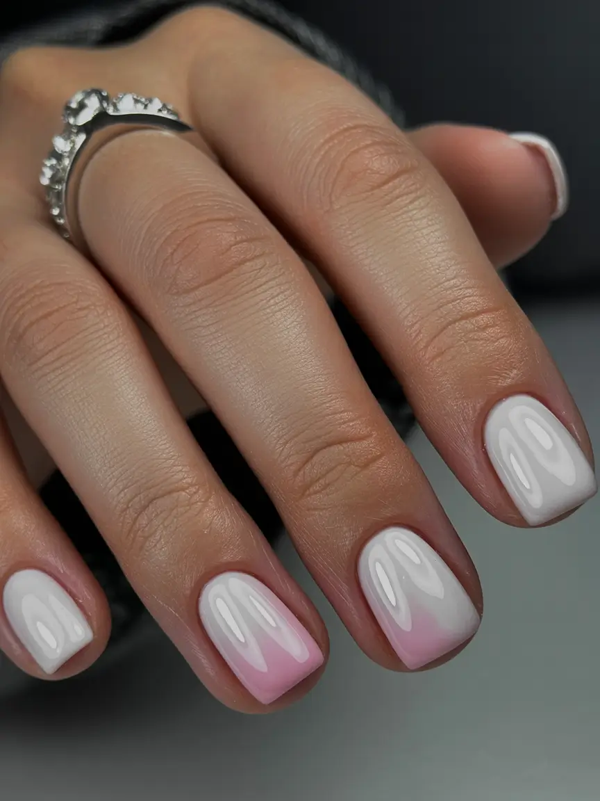 white nails 2026 Soft Blush Fade Glow