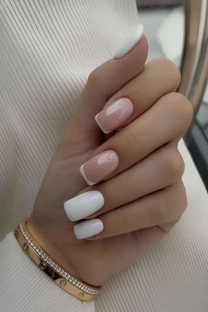 white nails 2026 Classic French And Pure White Mix
