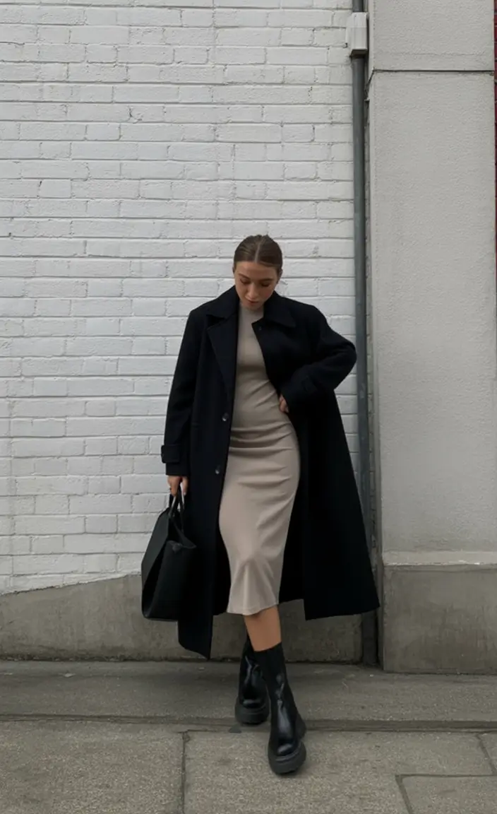 2026 top cold spring outfit Soft Neutrals With Dark Outer Layers