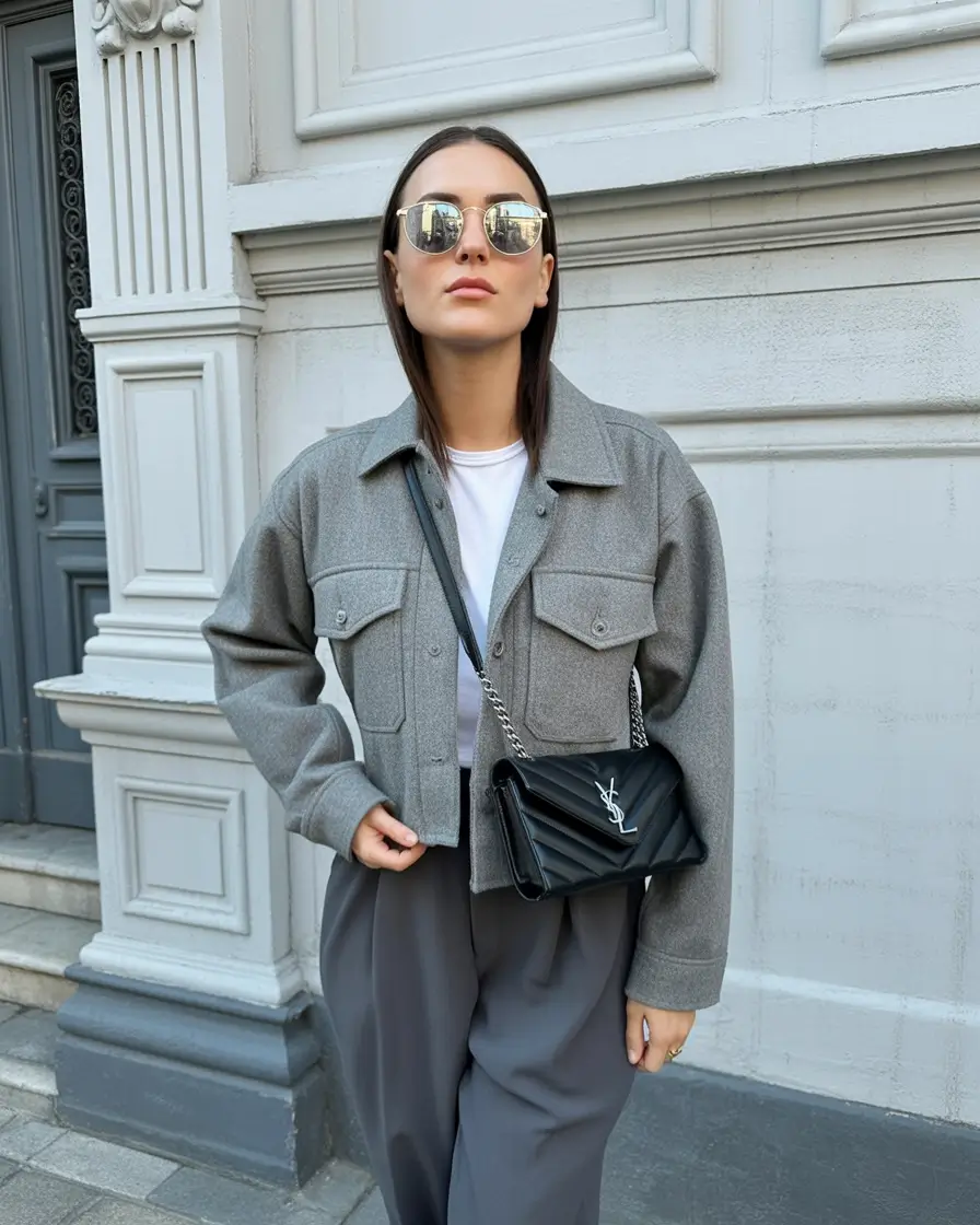 2026 top cold spring outfit Grey Textures and Modern Minimalism