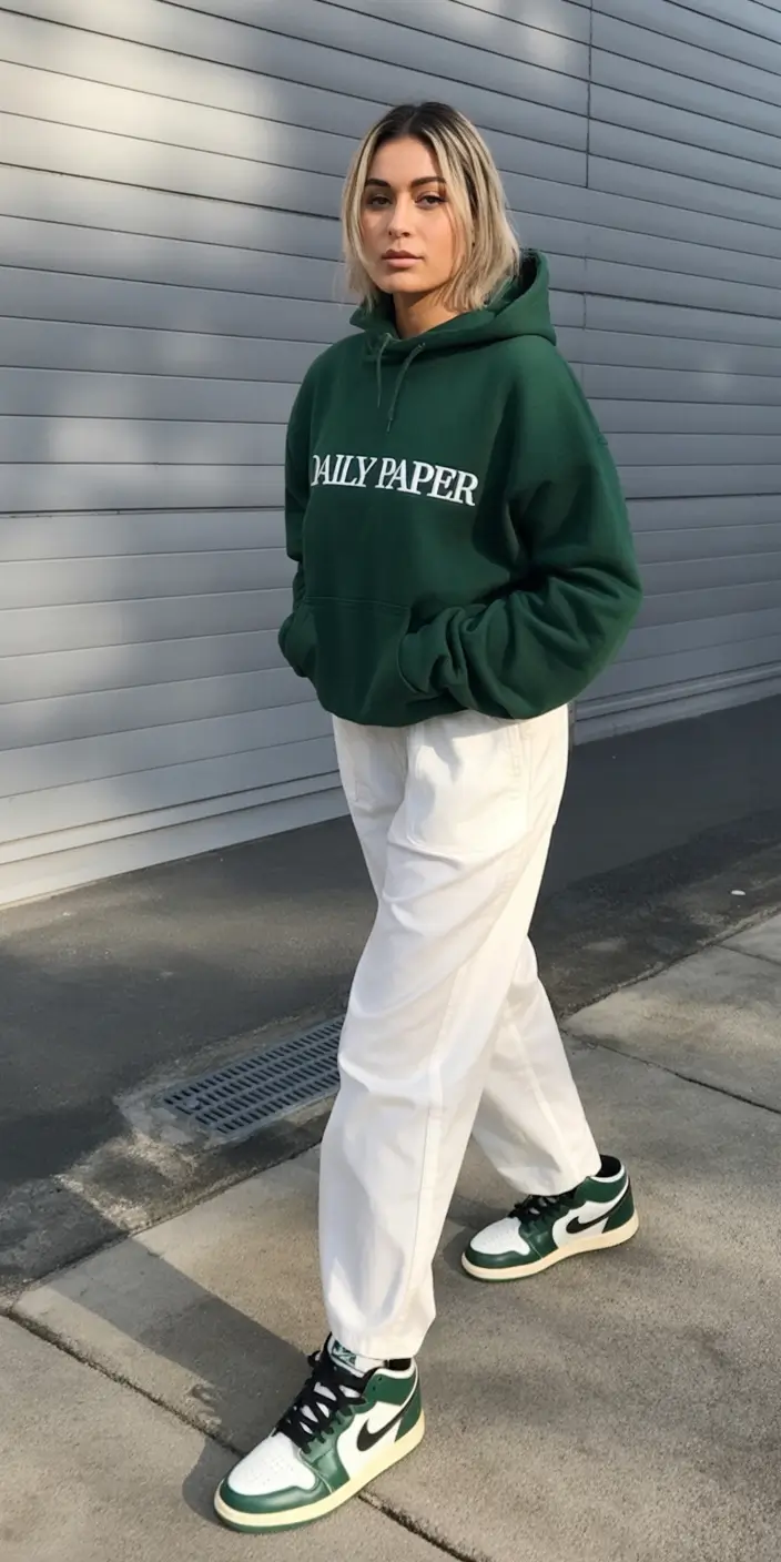 2026 top cold spring outfit Sporty Greens With Clean Whites