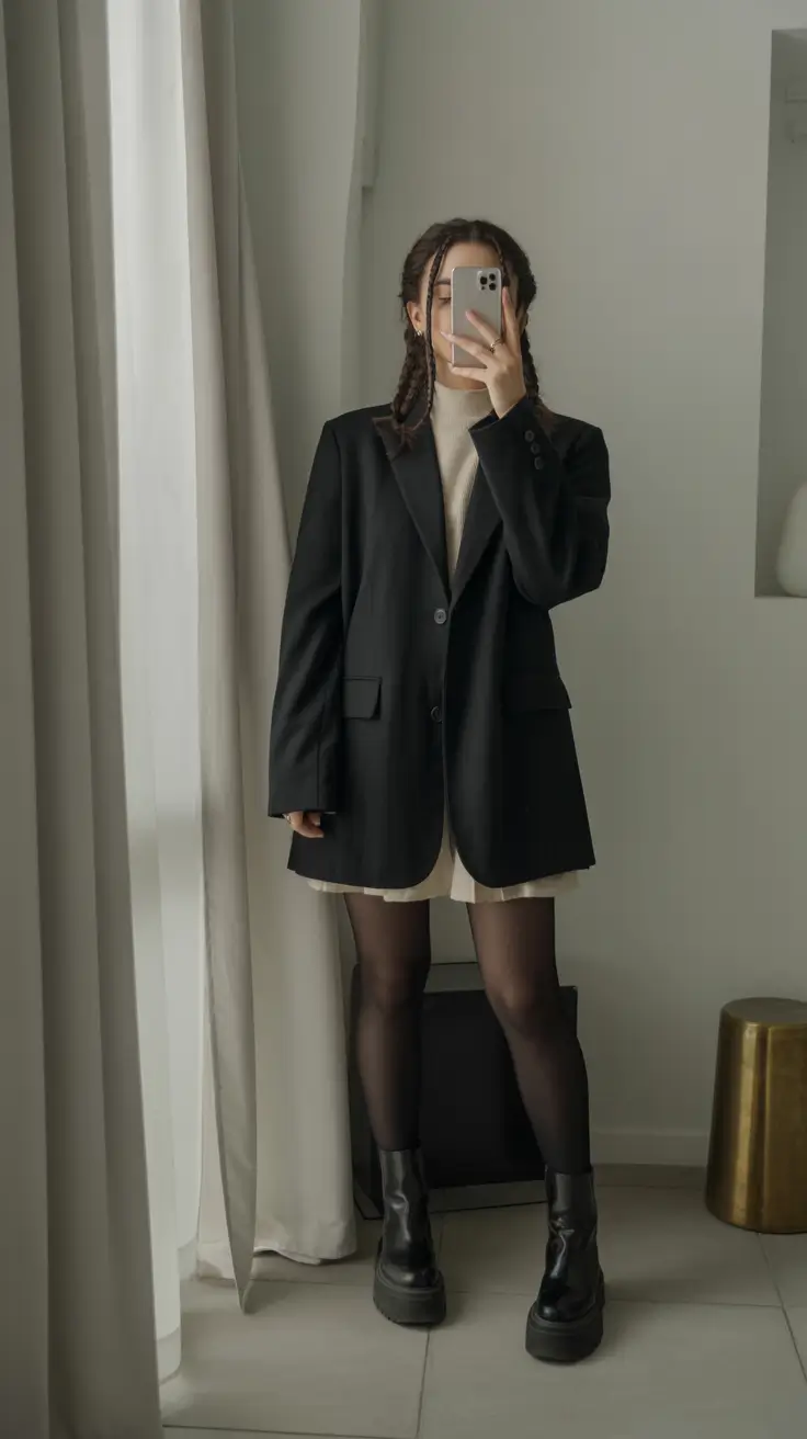 2026 top cold spring outfit Oversized Blazers With Minimal Dresses