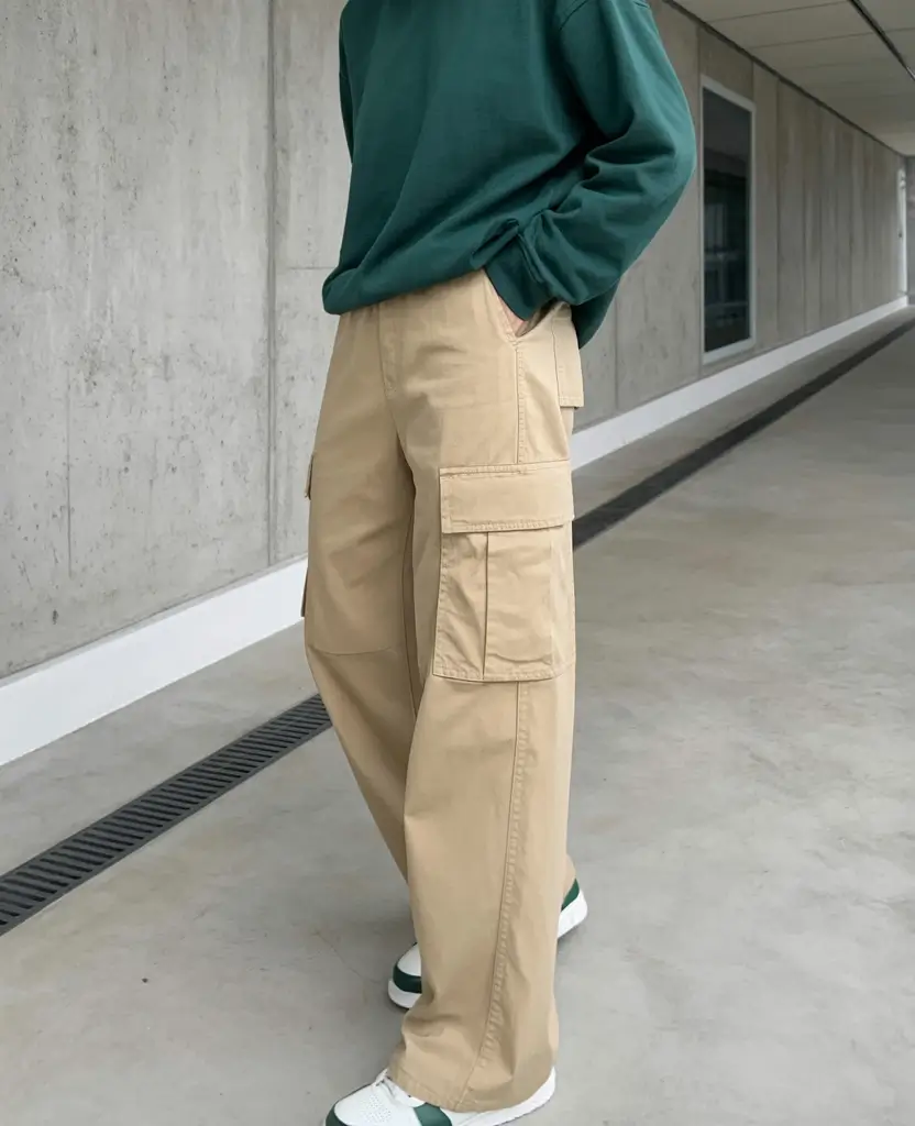 airport spring outfits ideas 2026 Cargo Neutrals with a Soft Spring Sweatshirt