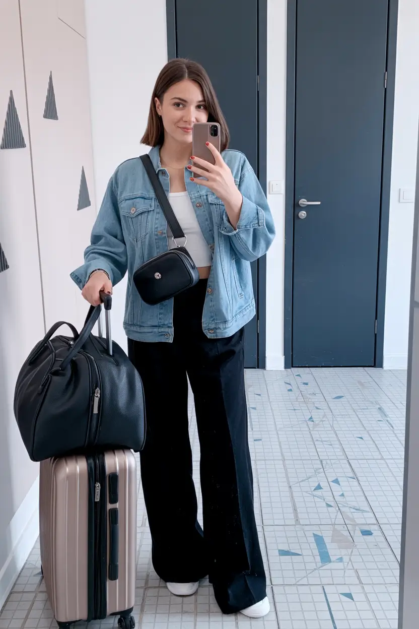 airport spring outfits ideas 2026 Denim Layers for Confident Spring Departures