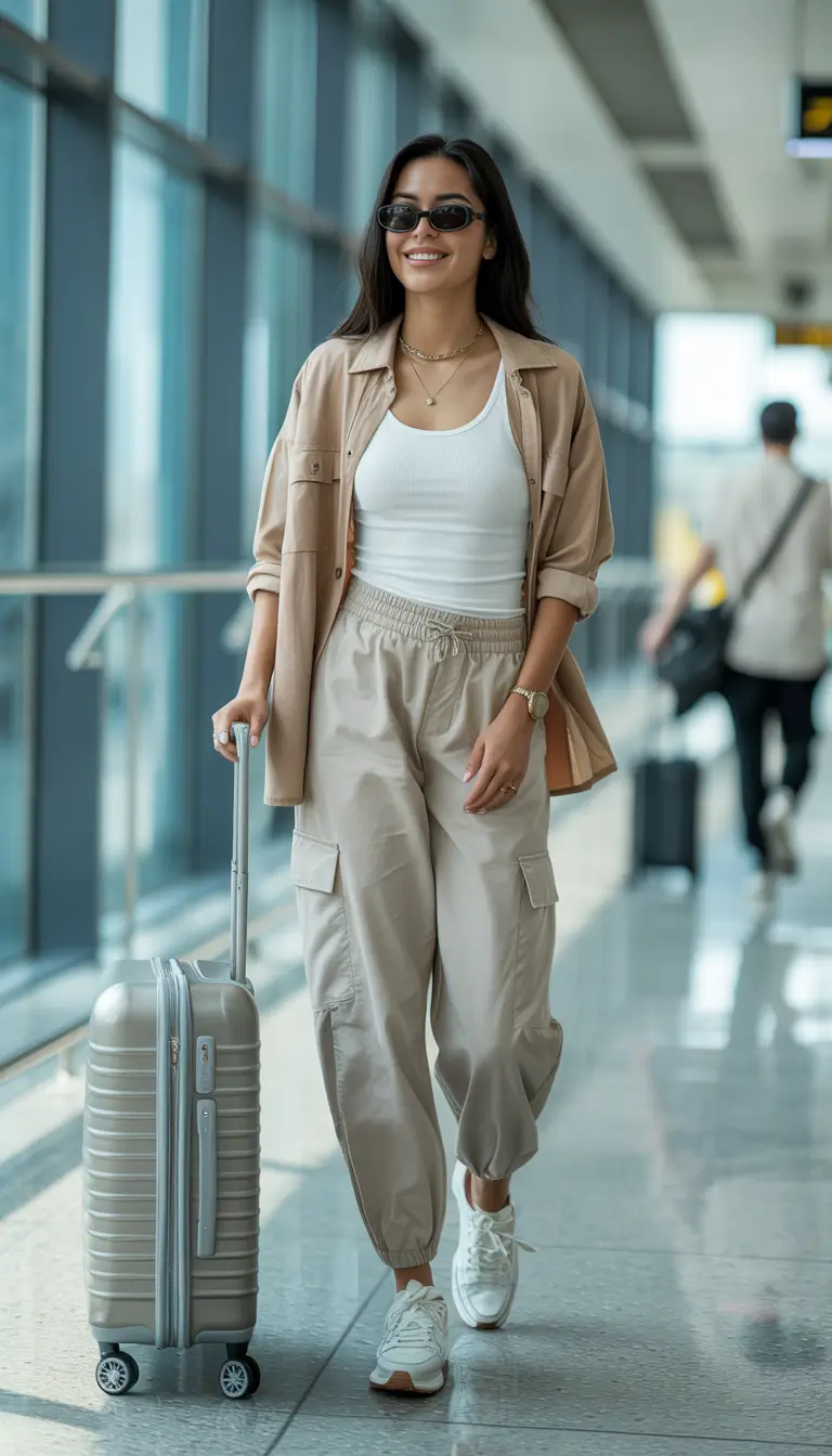 airport spring outfits ideas 2026 Relaxed Monochrome Ease