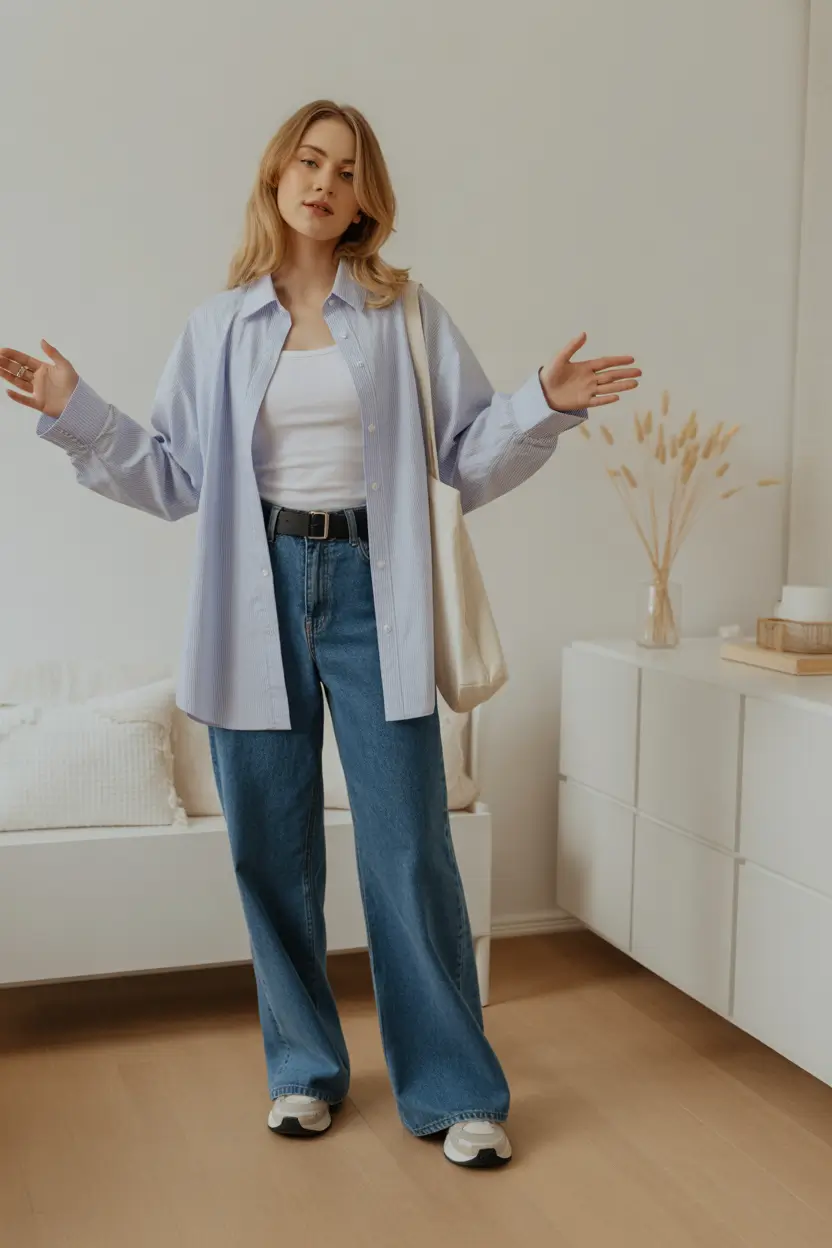amazing casual spring outfits 2026 Classic Blue Layers with Easy Energy