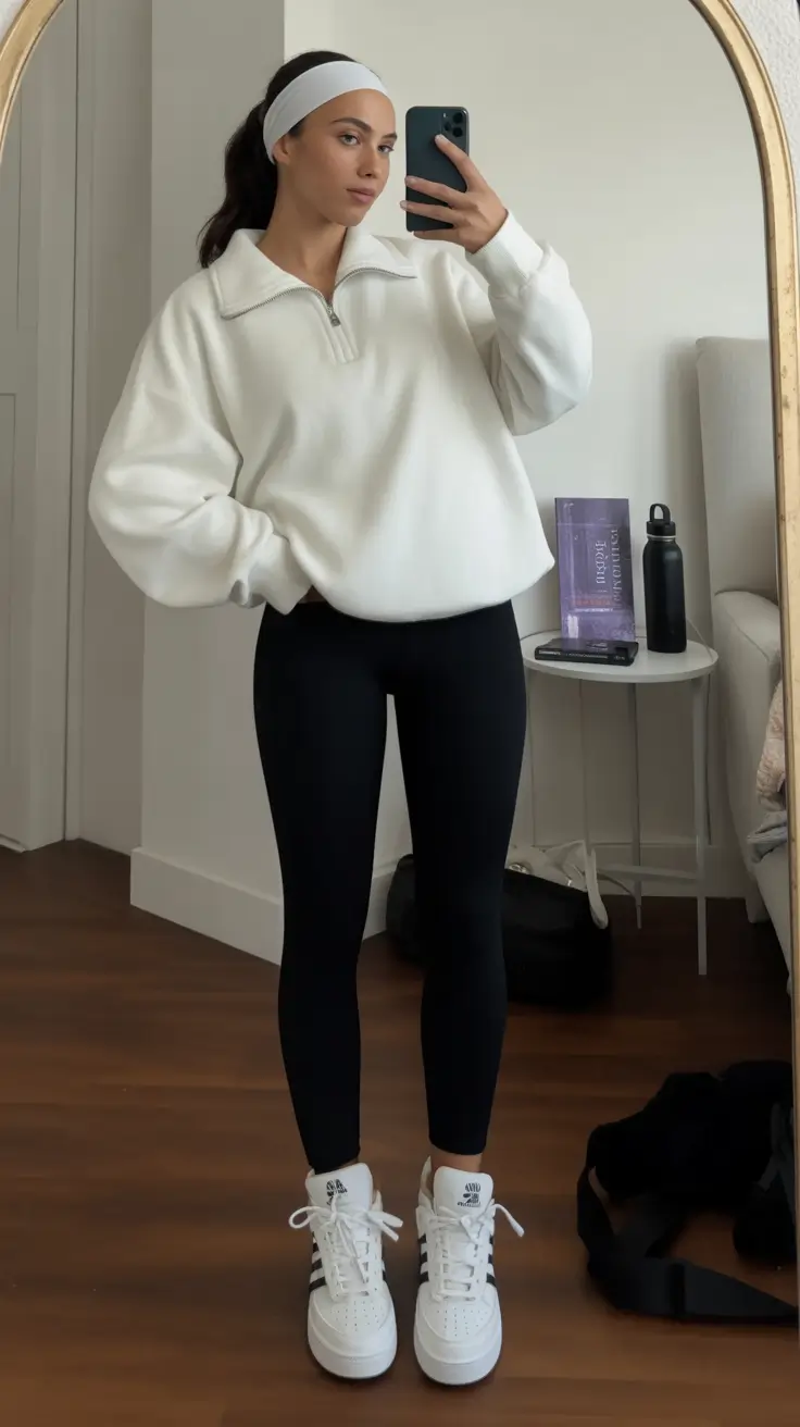 athletic spring workout outfits 2026 Bright White Comfort Warm Up Fit