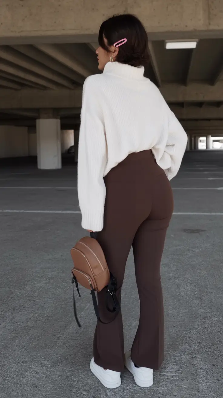 athletic spring workout outfits 2026 Warm Neutrals Soft Flare Outfit