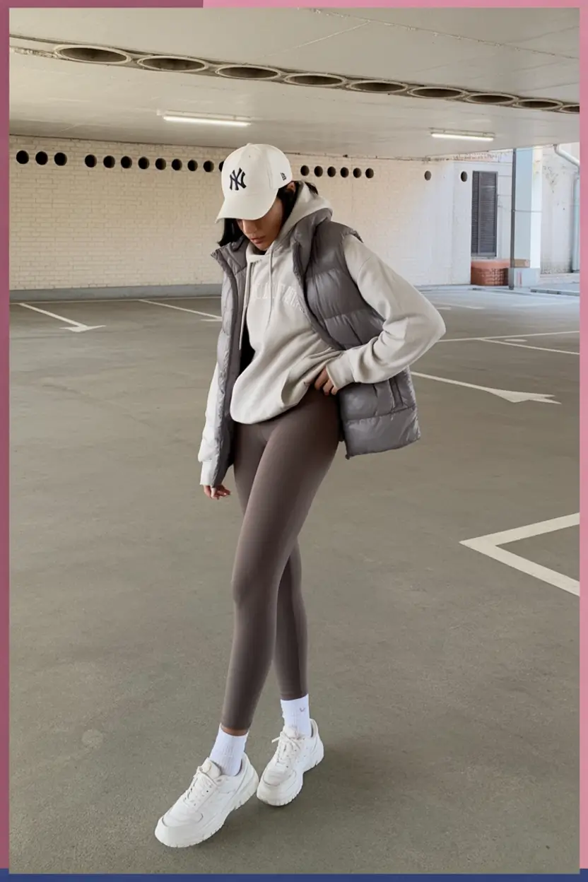 athletic spring workout outfits 2026 Layered Neutral Cool Morning Fit