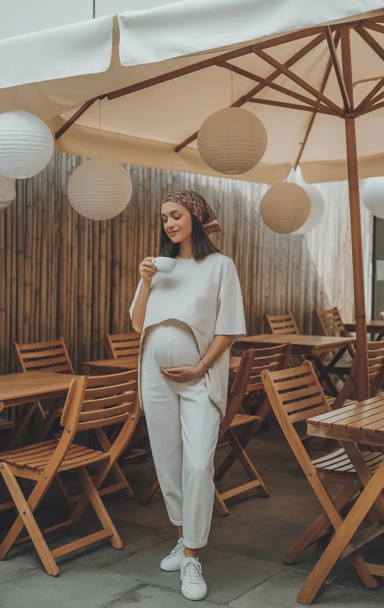 basic spring outfit for pregnant women 2026 Relaxed Minimalism With a Touch of Bohemian Spring