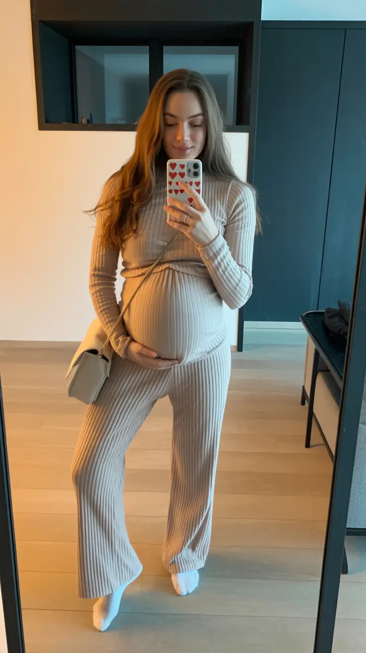 basic spring outfit for pregnant women 2026 Neutral Layers For Slow Spring Days