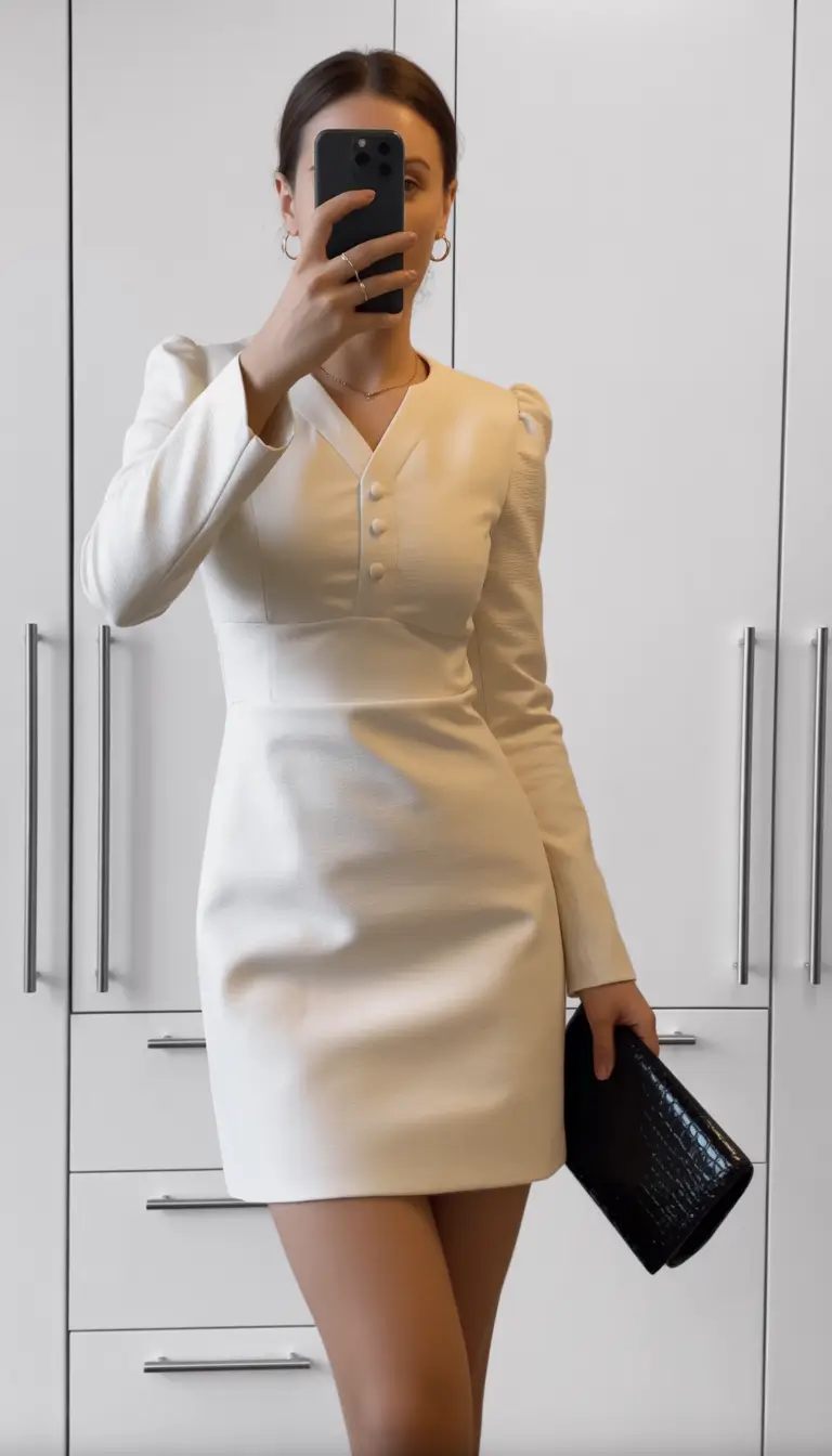 beautiful spring wedding outfit 2026 Structured Ivory Mini with Understated Chic