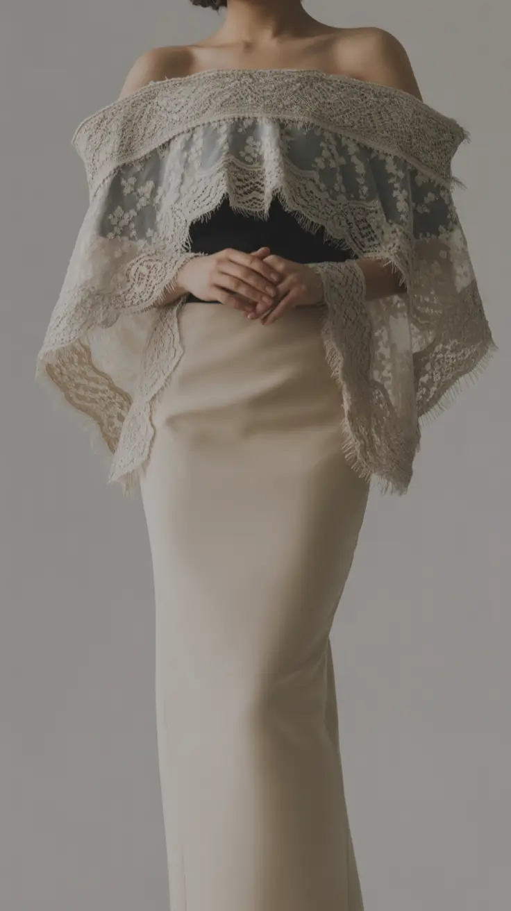 beautiful spring wedding outfit 2026 Champagne Lace Elegance with Whispered Romance