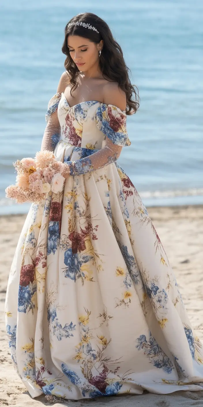 beautiful spring wedding outfit 2026 Ocean Breeze Florals with Regal Spring Movement