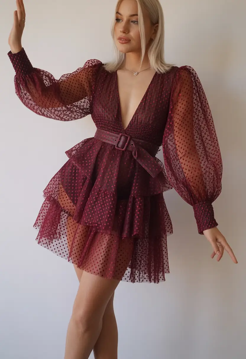beautiful spring wedding outfit 2026 Burgundy Airiness with Playful Confidence