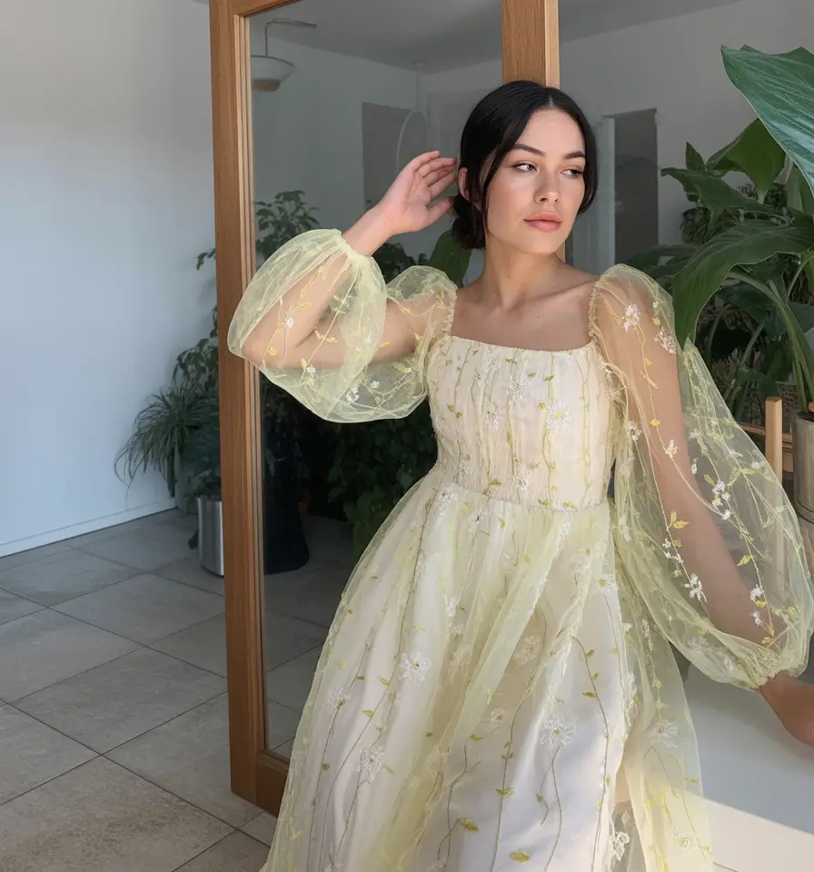 beautiful spring wedding outfit 2026 Lemon Blossom Fairytale with Sunny Lightness