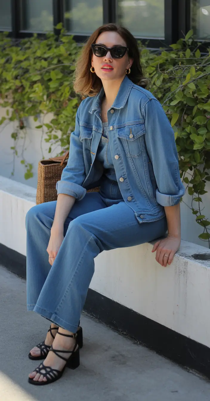 best denim spring outfits 2026 Soft double denim with relaxed spring energy