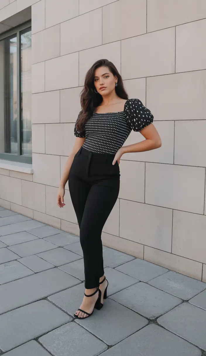 best spring party outfit inspo 2026 Puff Sleeve Polka Dot Elegance