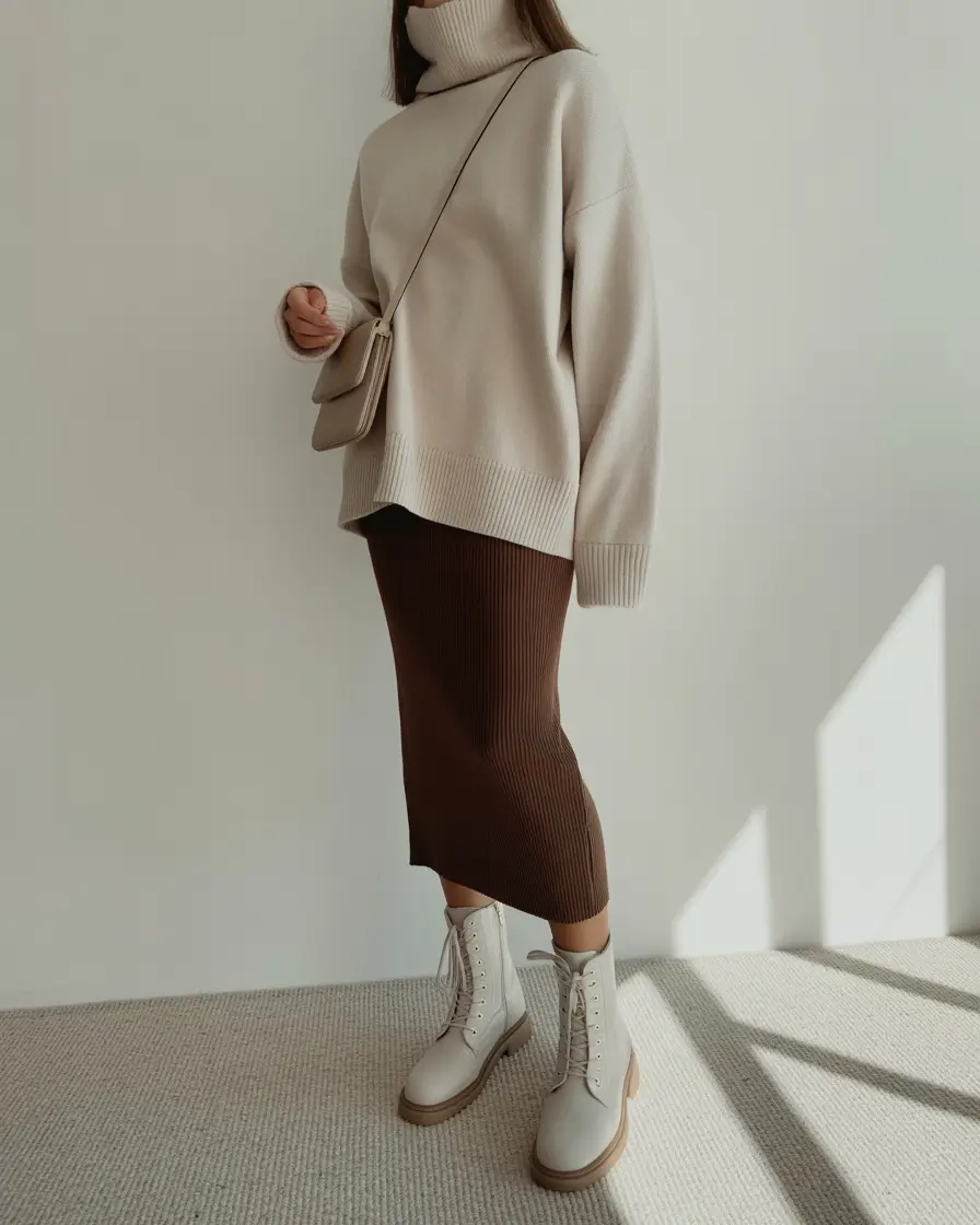 spring workwear 2026 Cozy Neutrals With a Refined Skirt Shape