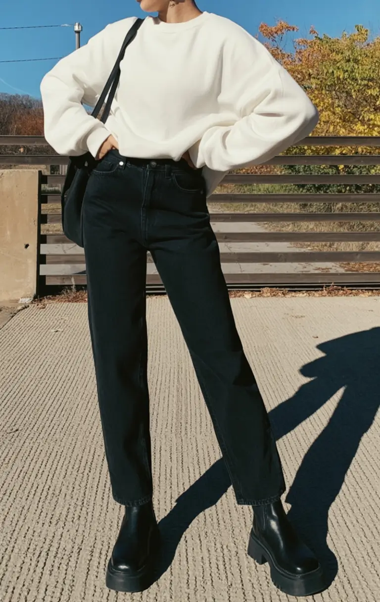 casual spring work outfits 2026 Minimal Cream and Black for Sharp Spring Simplicity