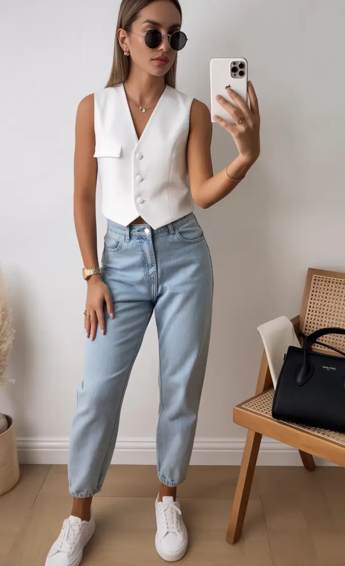casual spring work outfits 2026 Soft Minimalism With a Tailored Vest