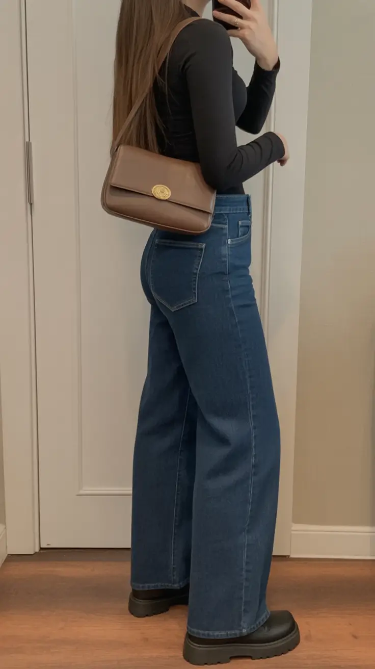 comfy spring outfits for cool spring 2026 dark minimalism with structured denim