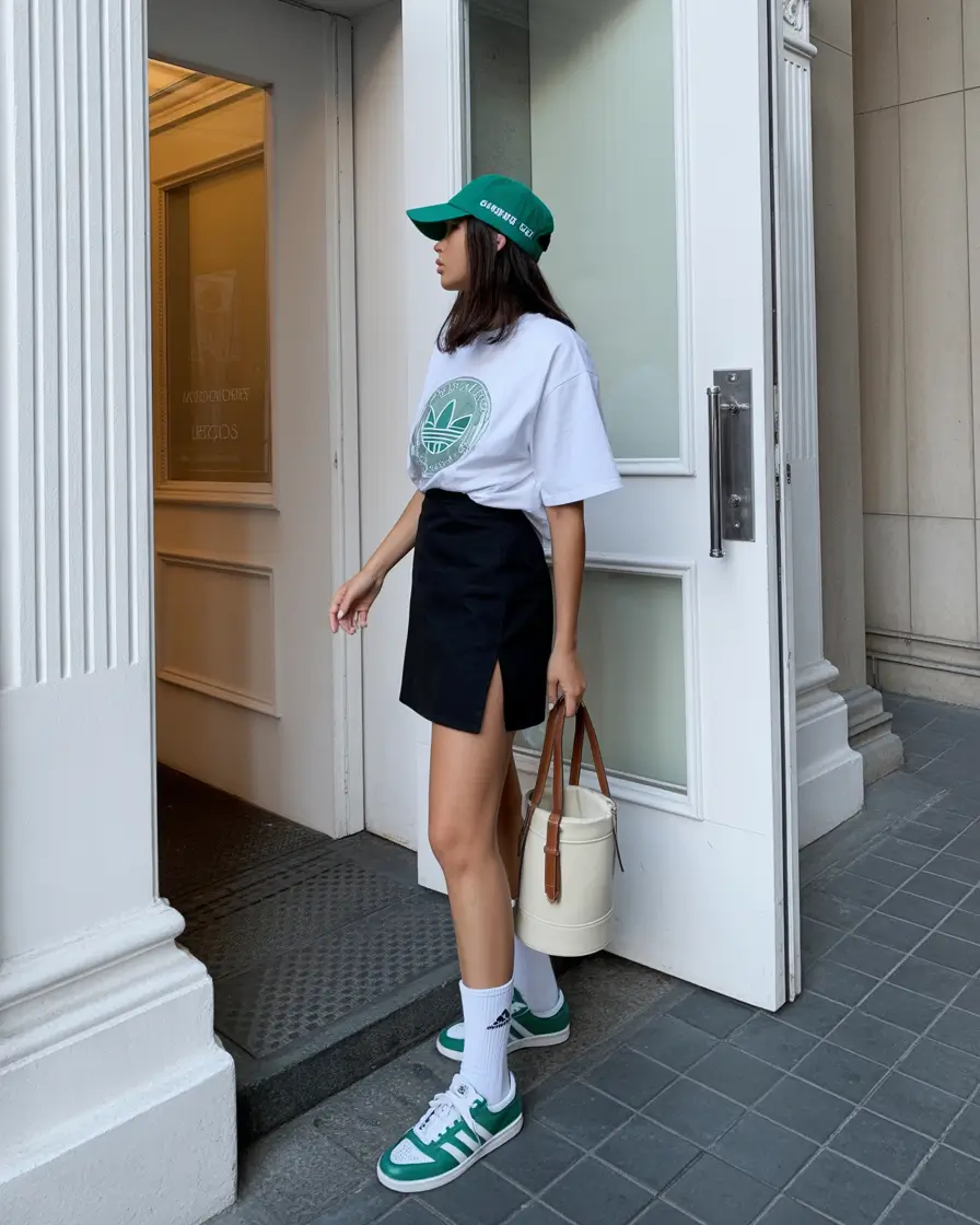 cozy spring going out outfits 2026 Sporty Spring Energy with a Mini Skirt and Sneakers