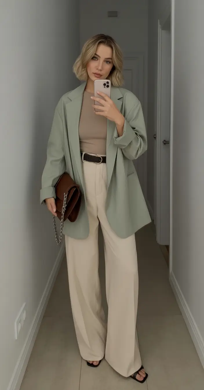 cozy spring going out outfits 2026 Relaxed Tailoring with Dreamy Spring Neutrals