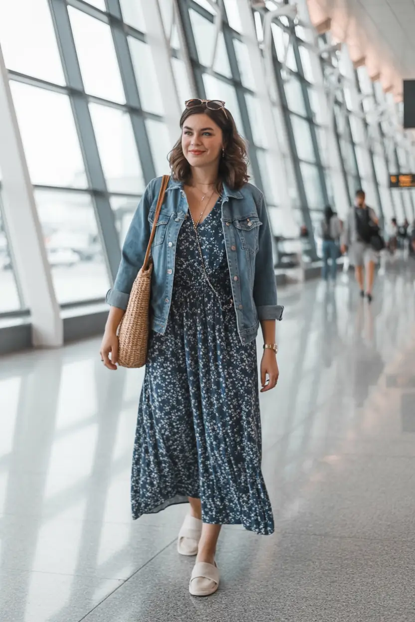 cozy spring travel outfits 2026 Easy Floral Layers for Light Airport Fashion