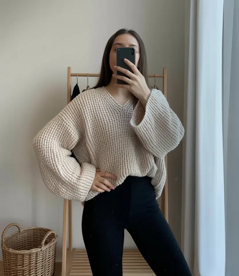 cozy spring travel outfits 2026 Chunky Knit Warmth for Chilly UK Mornings