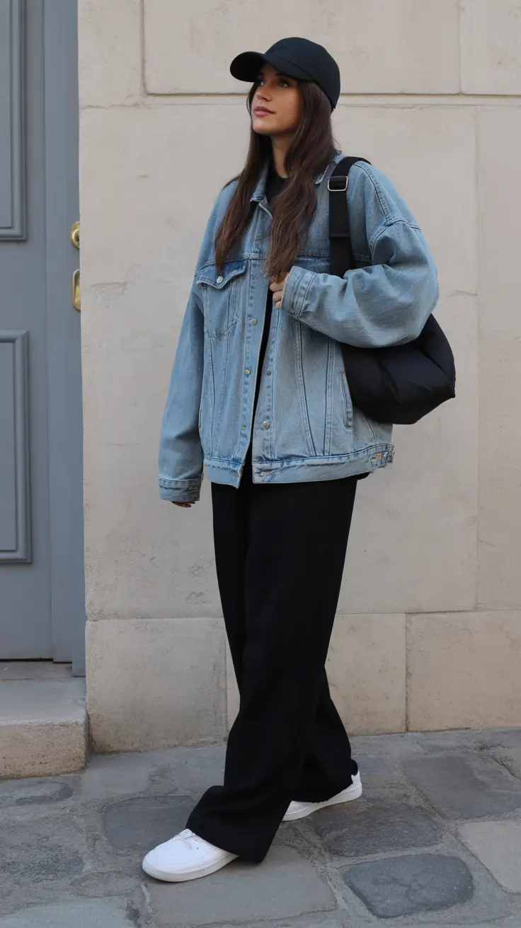 creating a spring capsule wardrobe 2026 Sporty Denim Comfort with Classic Black Layers