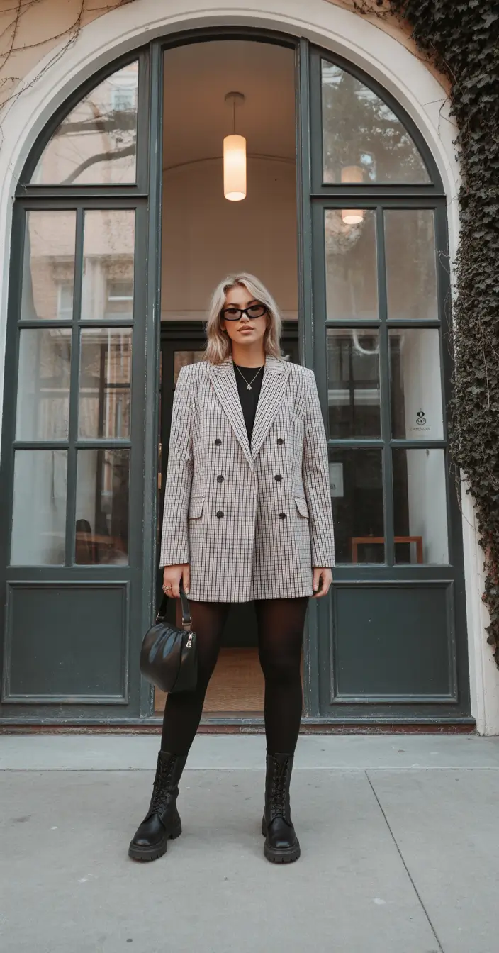 creating a spring capsule wardrobe 2026 Bold Check Blazer with a Confident Urban Edge