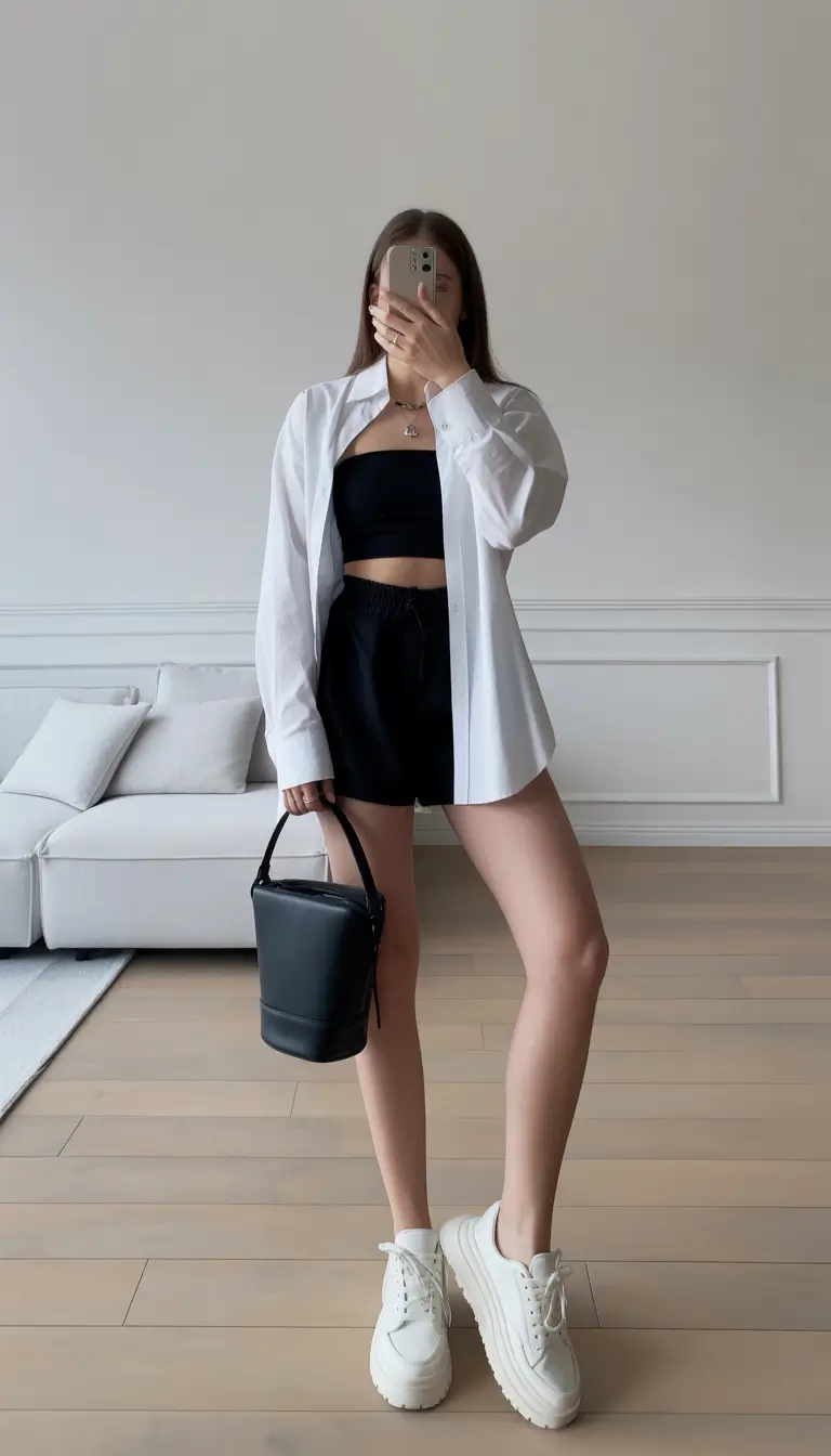 daytime spring fashion outfits 2026 Monochrome Minimalism With Sporty Ease
