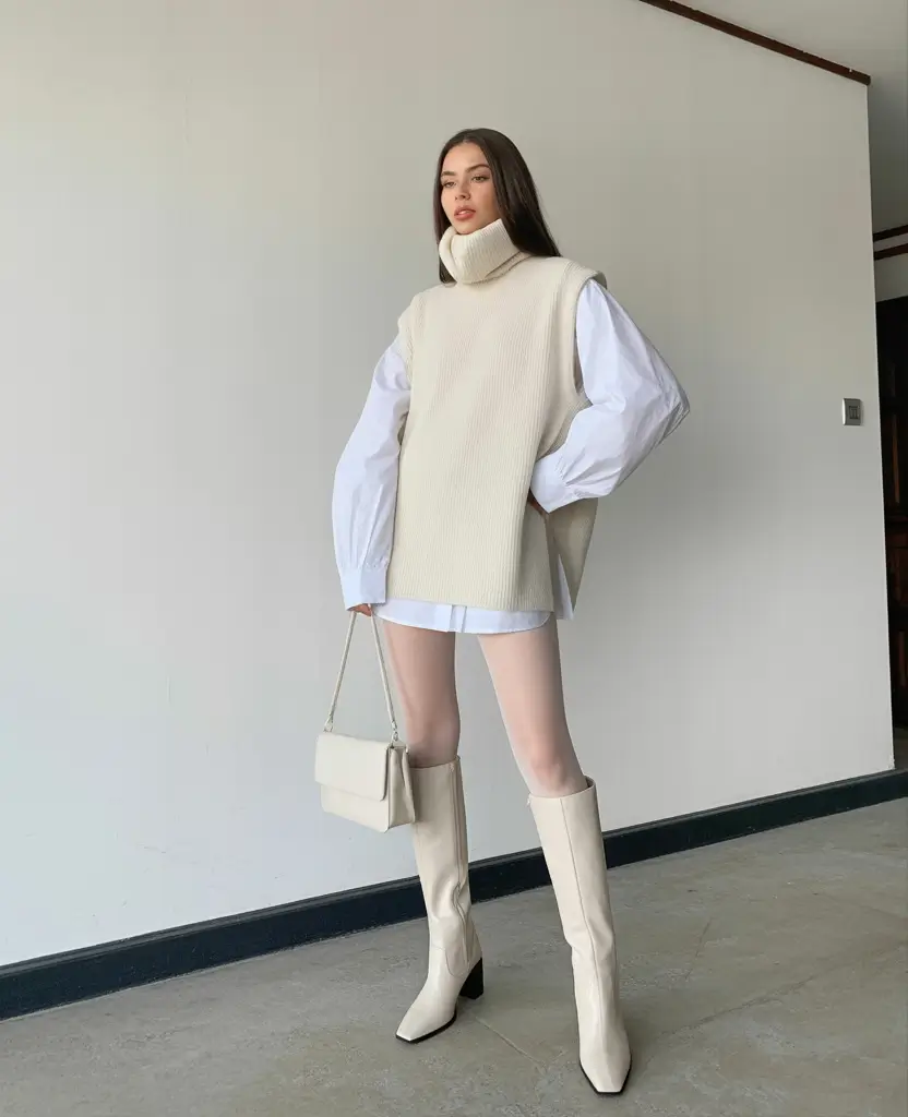 daytime spring fashion outfits 2026 Layered Cream Tones With Architectural Edges