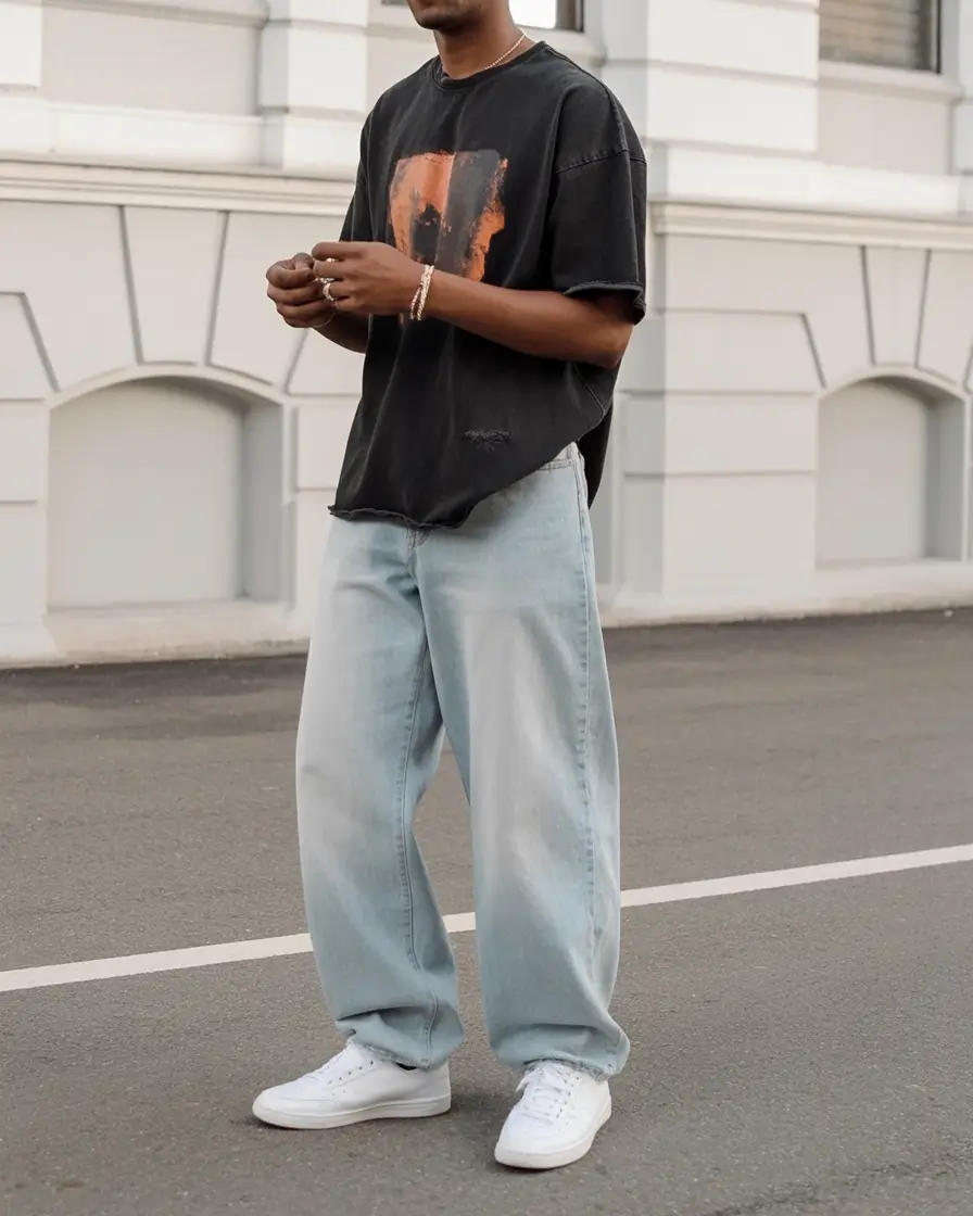 easy spring outfits for men 2026 Relaxed Graphic Tee With Vintage Urban Energy