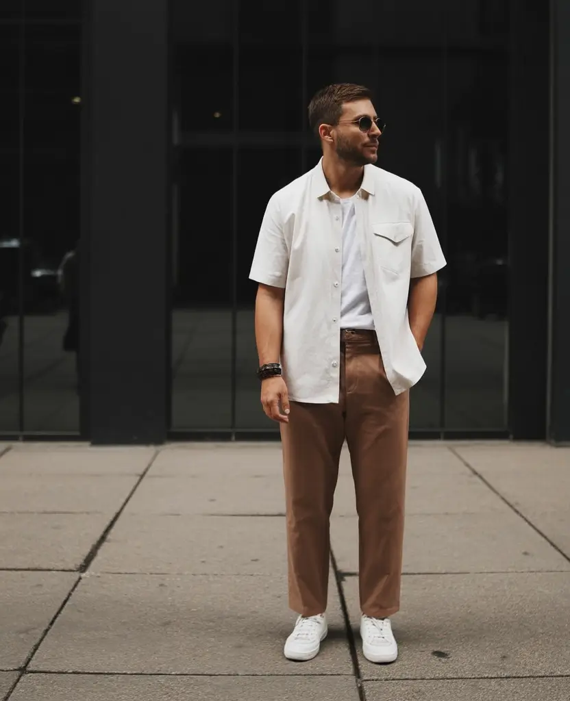 easy spring outfits for men 2026 Short Sleeve Layers With a Light Urban Spring Vibe