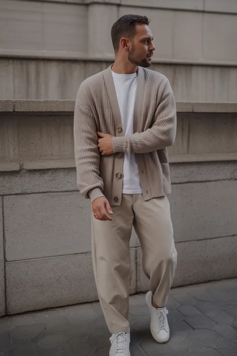 easy spring outfits for men 2026 Neutral Layers With a Relaxed Spring Ease
