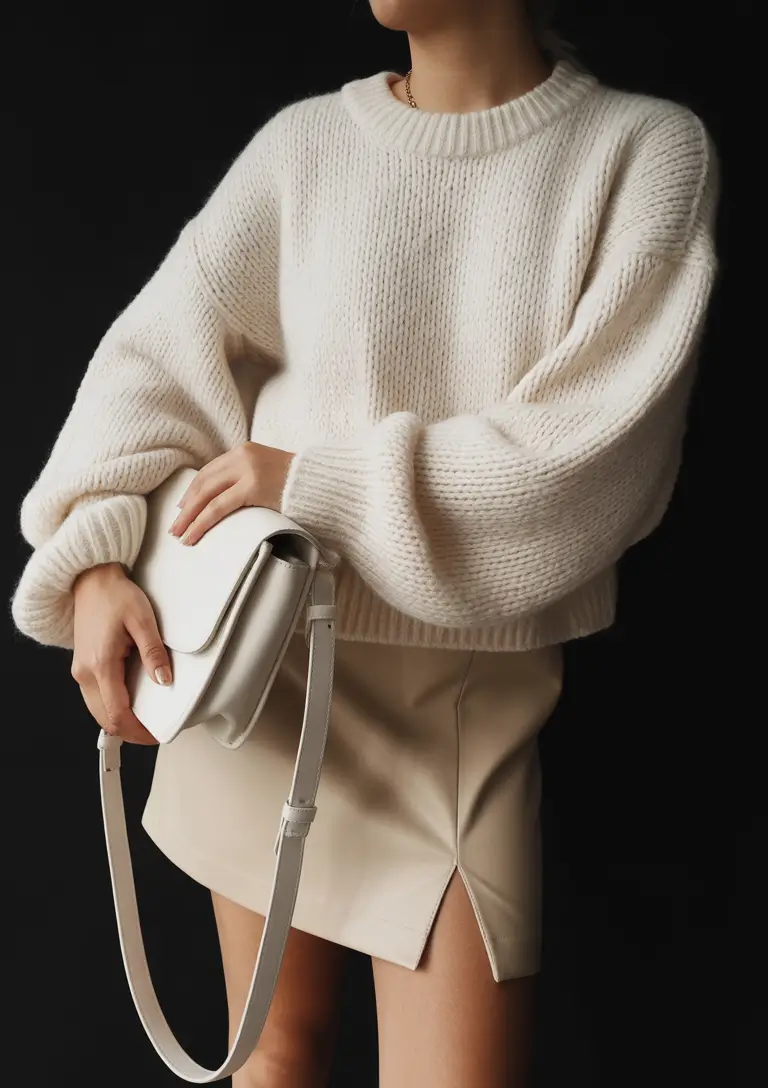 spring skirt outfits 2026 Minimalist Cream With a Modern Edge