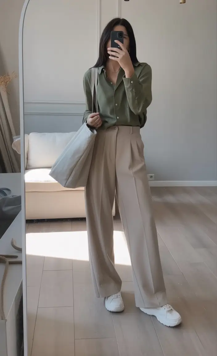 effortless spring style outfits 2026 Olive Calm With Scandinavian Lightness