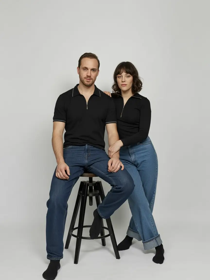 elegant spring family pictures outfits for 2026 Modern Black and Denim Harmony